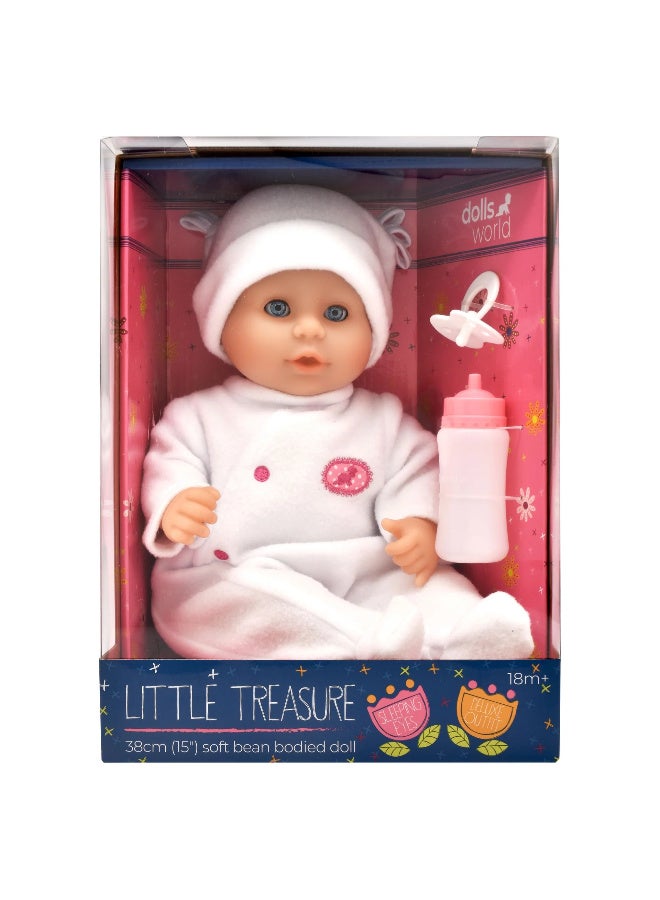dolls world Ltl Treasure 38Cm (15IN) Baby Doll W Sleeping Eyes Bottle & Dummy