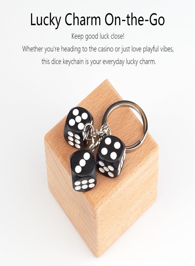 Auconda Black Dice Amulet Keyring Lucky Lightweight Dice Keychain - Stylish and Fortunate Charm for Keys and Everyday Use - Durable Accessory (Black) - Image 2