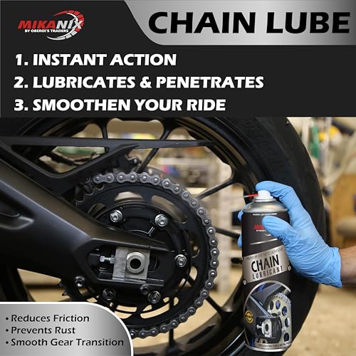MIKANIX Combo Of Chain Cleaner + Chain Lube + Car & Bike Shiner + Helmet Cleaner Spray | Cleaning Brush | Cleans | Shines & Protects Chain Oil And Helmet (600 ml, Pack of 5) - Image 3
