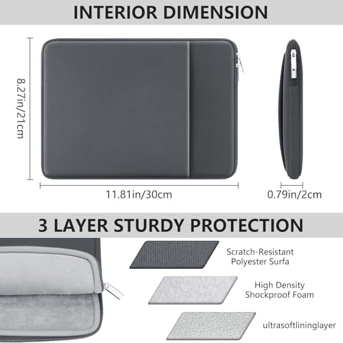 MicaYoung 14 Inch Laptop Sleeve Shockproof Padded Carrying Case Computer Protective Cover Bag with Pocket Compatible with 14 Inch Acer ASUS HP Dell Chromebook Thinkpad Notebook, Gray - Image 2