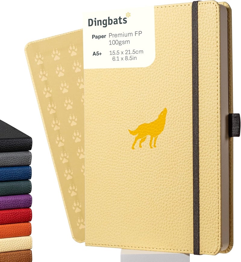 Dingbats* Notebooks Dingbats* Wildlife A5+ Cream Wolf Notebook - Plain Odor free color - Image 1
