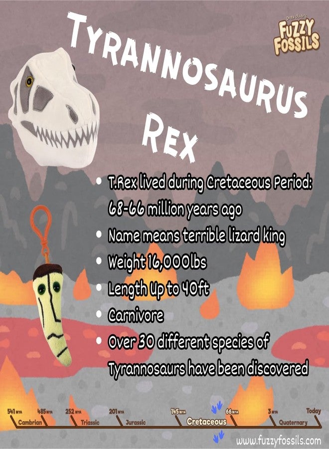 Giant Microbes Fuzzy Fossils T rex Stuffed Animal, T rex Plush, Dinosaur Stuffed Animal, Stuffed Dinosaur Plush, Tyrannosaurus Rex Toy, Trex Dinosaur Toy, Dinosaur Skull Decor, Dinosaur Pillow, Paleontologist Gifts - Image 3