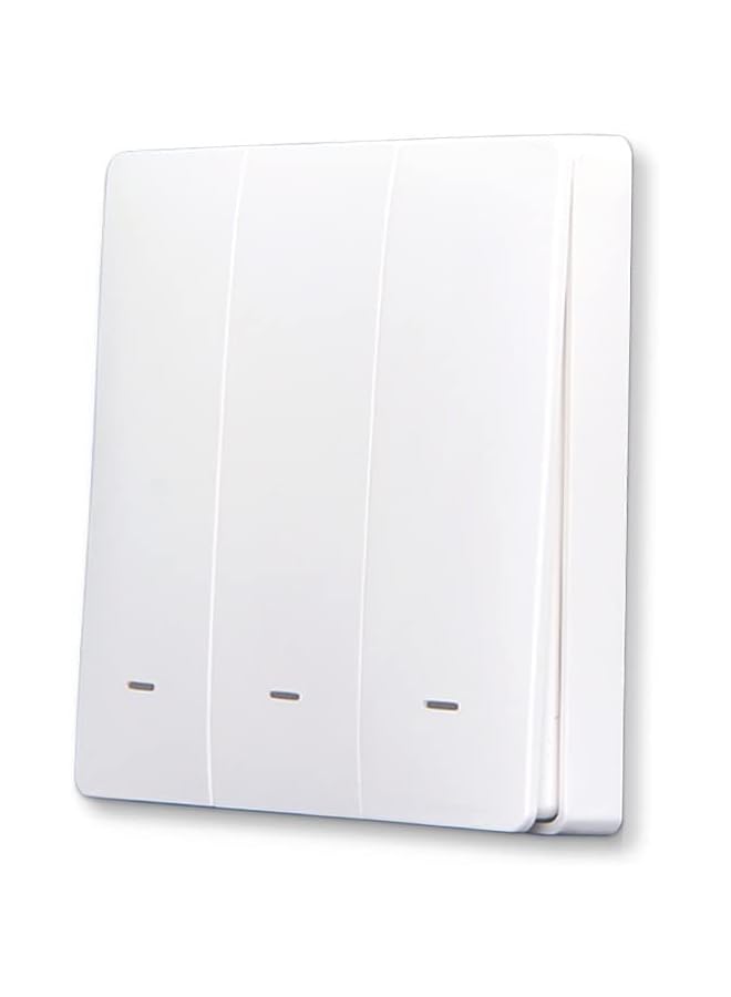 Tuya WIFI Smart Switch Push Button Switch Timing Schedule Smart Light Wall Switch for Smart Home No Neutral Wire Required Works with Smart Life App and Alexa Google Home(3gang, White)