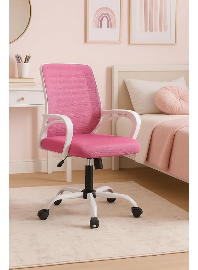 راما أوفيس فرنيتشر RAMA® Home Office chair desk chair, Mesh Chair (Pink, Medium Back) - Image 1