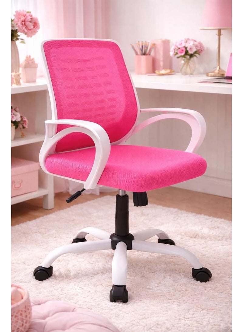 راما أوفيس فرنيتشر RAMA® Home Office chair desk chair, Mesh Chair (Pink, Medium Back) - Image 3
