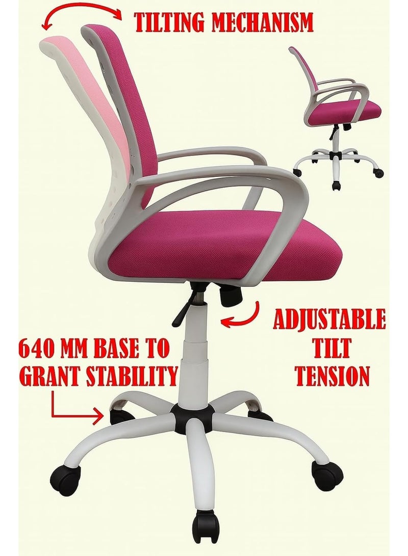 راما أوفيس فرنيتشر RAMA® Home Office chair desk chair, Mesh Chair (Pink, Medium Back) - Image 4