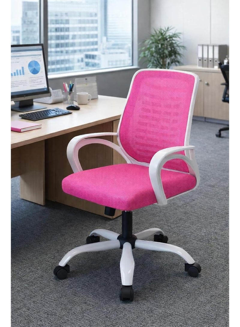 راما أوفيس فرنيتشر RAMA® Home Office chair desk chair, Mesh Chair (Pink, Medium Back) - Image 5