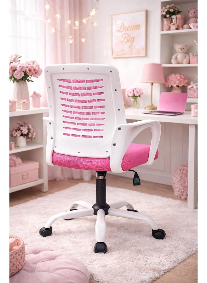 راما أوفيس فرنيتشر RAMA® Home Office chair desk chair, Mesh Chair (Pink, Medium Back) - Image 2