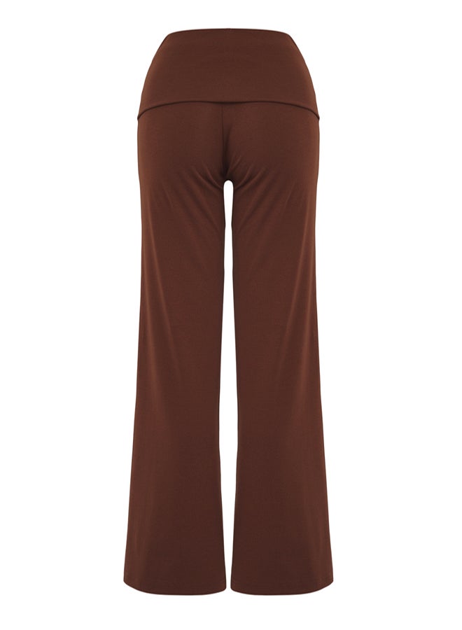 trendyol Brown Folded Waist Wideleg/Wide Leg Pants - Image 5