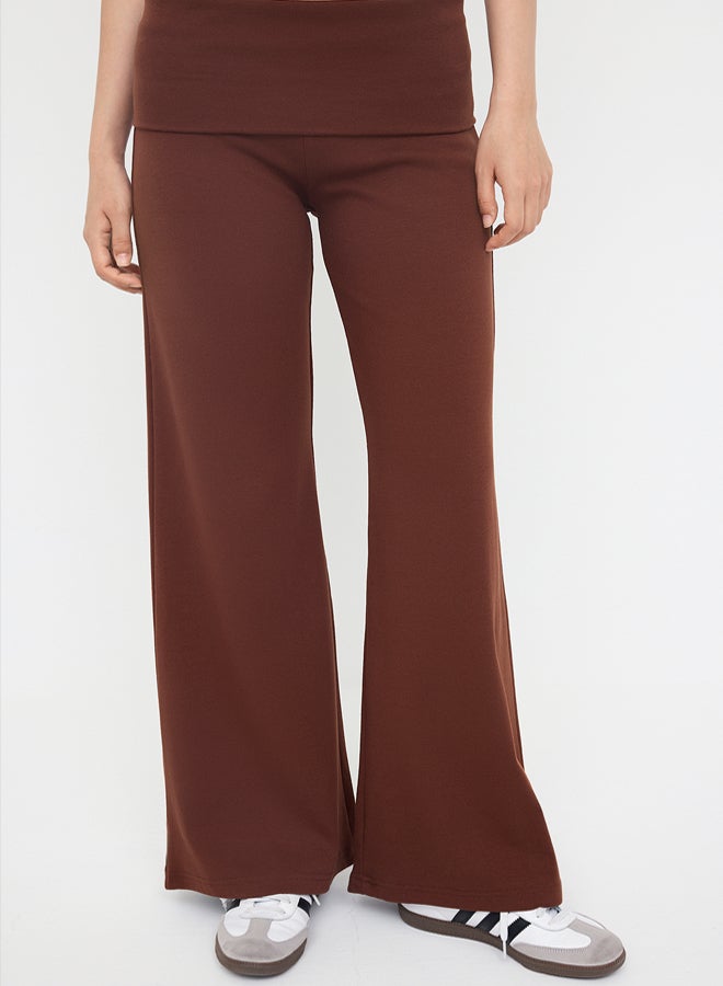 trendyol Brown Folded Waist Wideleg/Wide Leg Pants - Image 3