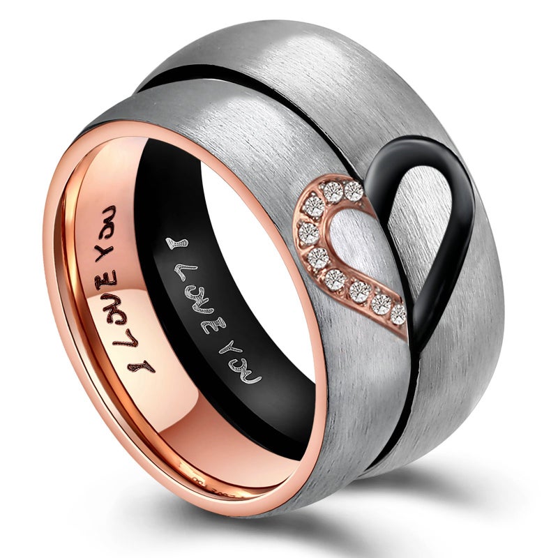ANAZOZ Hers & Women's for Real Love Heart Promise Ring Stainless Steel Wedding Engagement Bands 6MM US Size 8 - Image 1