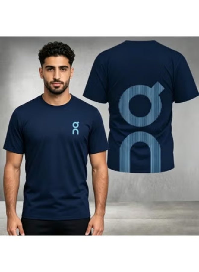 On Running Blue Double-Sided Print Casual Athletic Navy T-Shirt Size L - Image 1