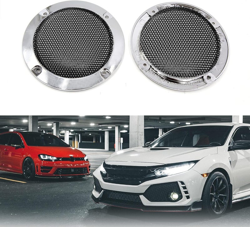 2 Pcs 3 Inch Chrome Speaker Grill Cover Mesh, Metal and Plastic Subwoofer Guard Protector, Low Profile Woofer Cover for Car Audio Speakers - Image 2
