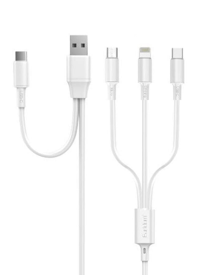 Earldom 3 in 1 Multi Charging Cable 3A Fast Charger – USB-A & USB-C to Type-C, Lightning (iPhone), and Micro USB – Universal Soft Silicone 1.2M Cable for Phones, Tablets & Laptops - Image 1
