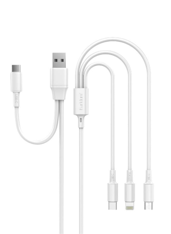 Earldom 3 in 1 Multi Charging Cable 3A Fast Charger – USB-A & USB-C to Type-C, Lightning (iPhone), and Micro USB – Universal Soft Silicone 1.2M Cable for Phones, Tablets & Laptops - Image 3