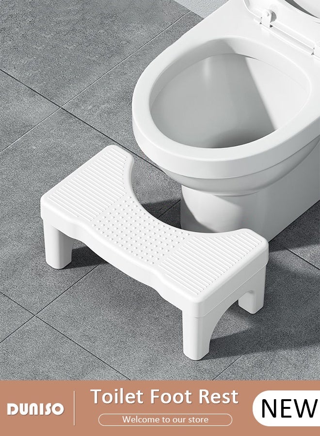 DUNISO كرسي مرحاض قابل للفك، كرسي براز قوي غير قابل للانزلاق للبالغين مع تدليك للقدم، يمنع الإمساك، مسند للقدم لتحسين حركة الأمعاء، أبيض - Image 1