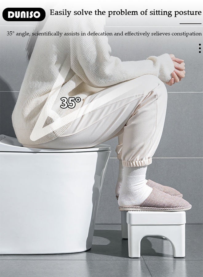 DUNISO كرسي مرحاض قابل للفك، كرسي براز قوي غير قابل للانزلاق للبالغين مع تدليك للقدم، يمنع الإمساك، مسند للقدم لتحسين حركة الأمعاء، أبيض - Image 3