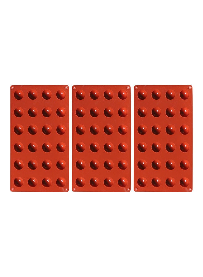 3-Piece 24 Holes Silicone Mold Brown 29.5x17.5x5.0cm - Image 1