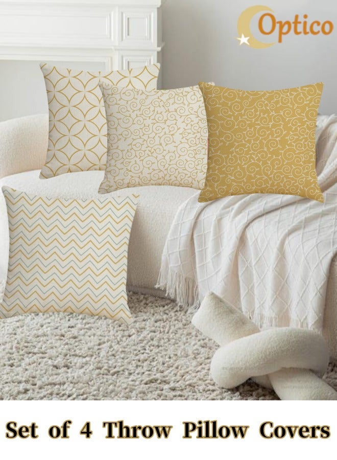 أوبتيكو عبوة من 4 أغطية وسائد، 45 × 45 سم أغطية وسائد أريكة وسائد من الكتان قابلة للتنفس، أغطية وسائد من الكتان قابلة للتنفس، أغطية وسائد مميزة غطاء وسادة للأريكة أريكة سيارة أريكة غرفة نوم ديكور غرفة المعيشة (الغطاء فقط) - Image 2