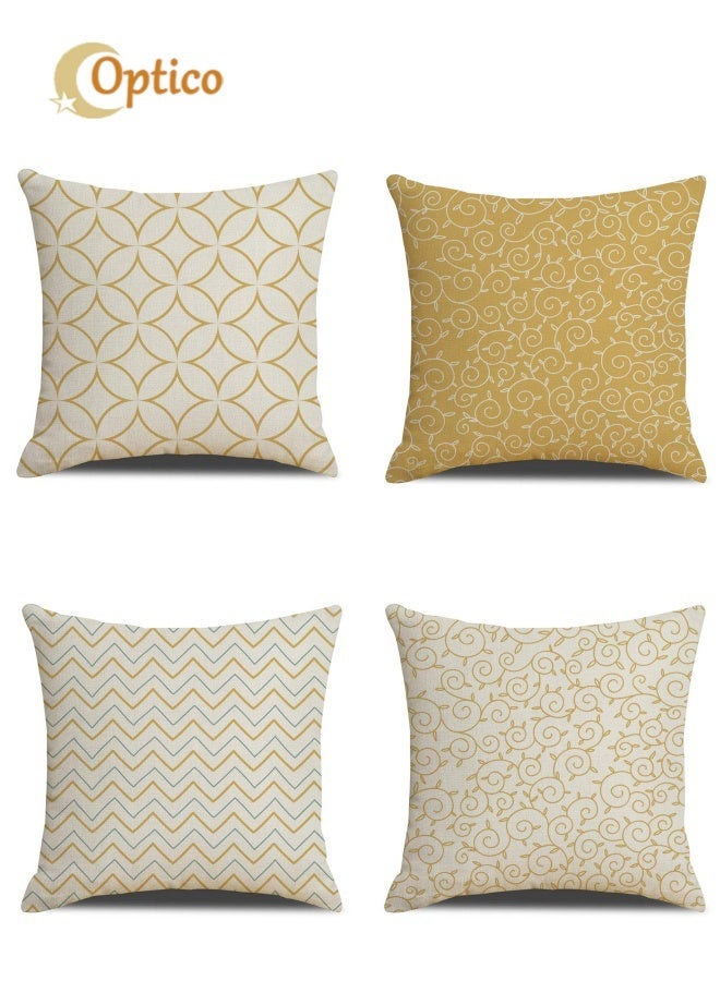 أوبتيكو عبوة من 4 أغطية وسائد، 45 × 45 سم أغطية وسائد أريكة وسائد من الكتان قابلة للتنفس، أغطية وسائد من الكتان قابلة للتنفس، أغطية وسائد مميزة غطاء وسادة للأريكة أريكة سيارة أريكة غرفة نوم ديكور غرفة المعيشة (الغطاء فقط) - Image 1