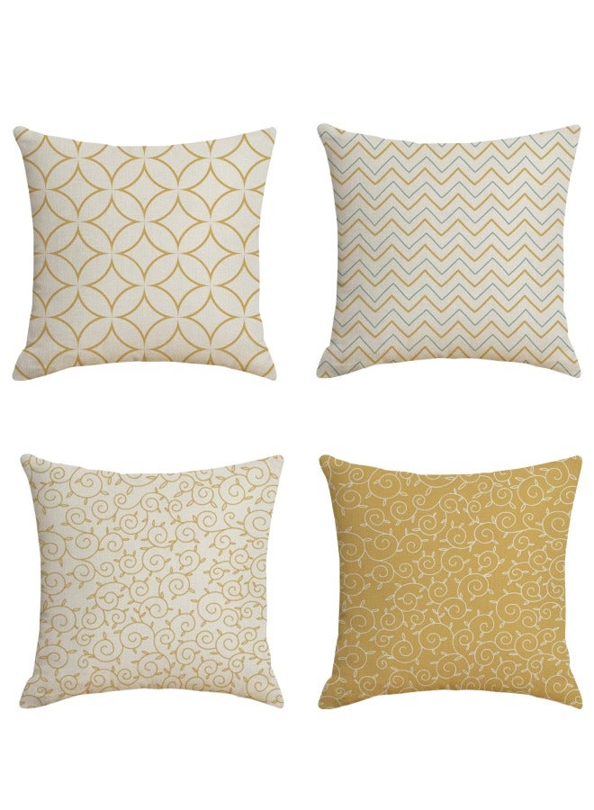 أوبتيكو عبوة من 4 أغطية وسائد، 45 × 45 سم أغطية وسائد أريكة وسائد من الكتان قابلة للتنفس، أغطية وسائد من الكتان قابلة للتنفس، أغطية وسائد مميزة غطاء وسادة للأريكة أريكة سيارة أريكة غرفة نوم ديكور غرفة المعيشة (الغطاء فقط) - Image 3