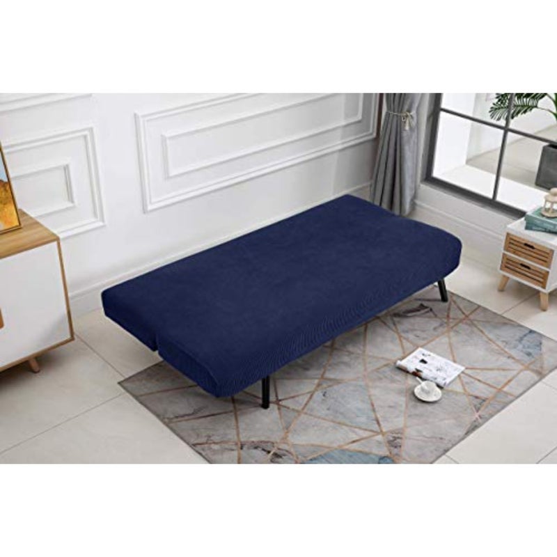 Armless Polyester Spandex Stretch Futon Slipcover 3 Seater Navy Blue Home Living Room Sofa Cover Elastic Fit for Futon Couch - Image 3