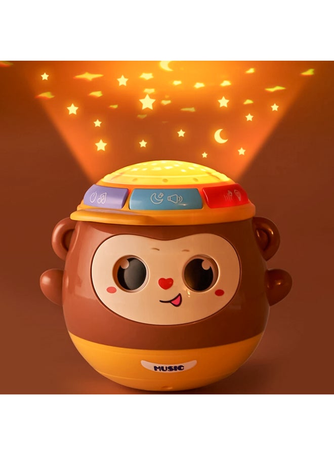 COGNIKIDS لعبة قرد موسيقي مت tumbler 5 في 1 للأطفال – طبل صوت وضوء، عرض نجوم، موسيقى مهدئة، عيون تهتز وميدي | لعبة للأطفال 6 أشهر فما فوق | خالية من BPA | جرس أطفال ممتع مع أضواء 1 قطعة - Image 4