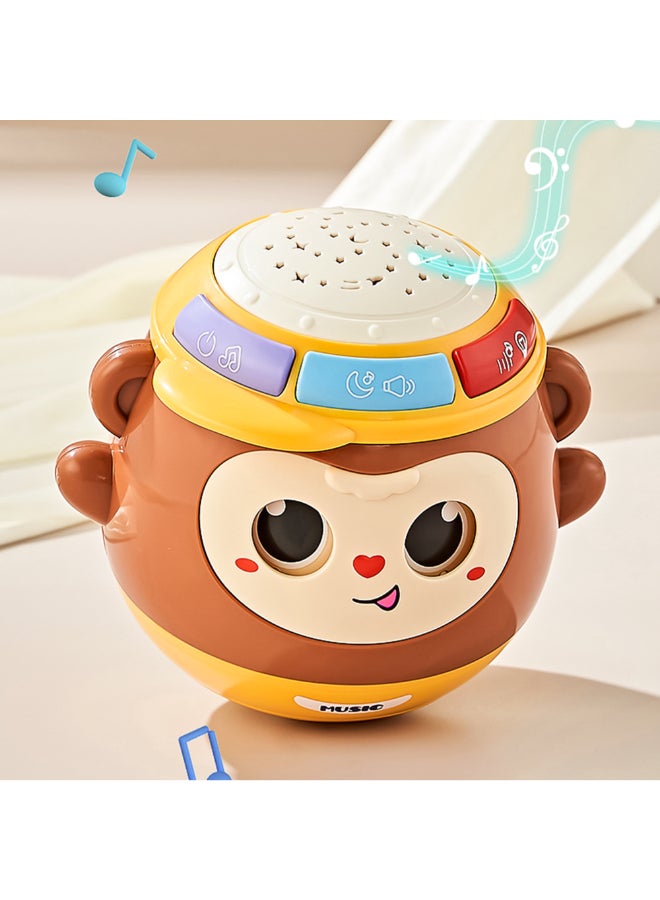 COGNIKIDS لعبة قرد موسيقي مت tumbler 5 في 1 للأطفال – طبل صوت وضوء، عرض نجوم، موسيقى مهدئة، عيون تهتز وميدي | لعبة للأطفال 6 أشهر فما فوق | خالية من BPA | جرس أطفال ممتع مع أضواء 1 قطعة - Image 5