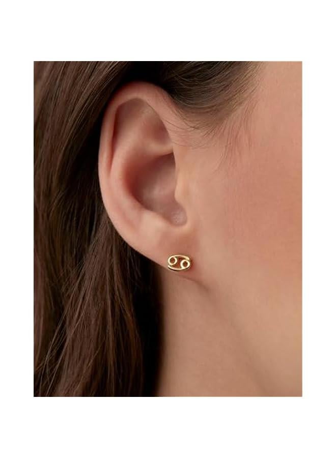 PAVOI 14K Gold Plated Sterling Silver Posts Zodiac Sign Flat Back Earring Studs | Birthday Gift for Women | Astrology Earring Pair - Image 2
