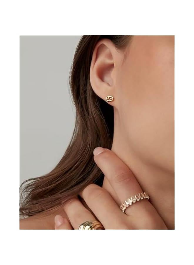 PAVOI 14K Gold Plated Sterling Silver Posts Zodiac Sign Flat Back Earring Studs | Birthday Gift for Women | Astrology Earring Pair - Image 4