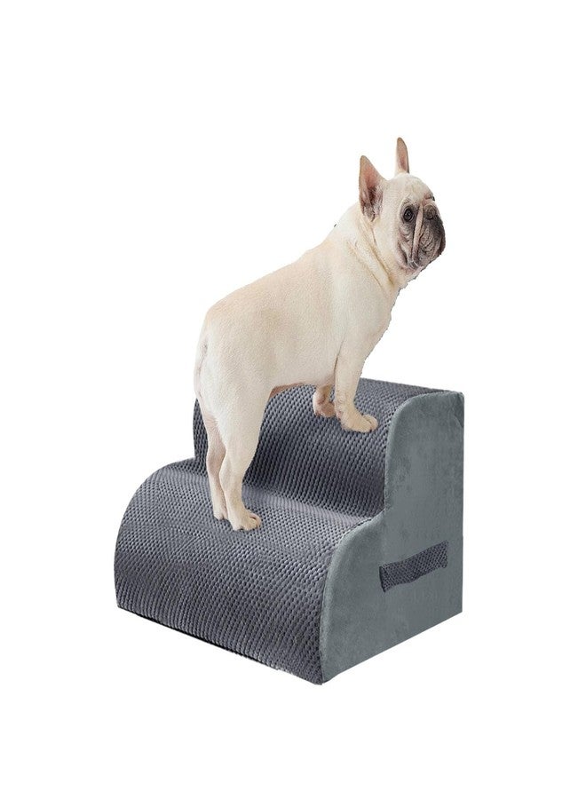 PAWSCRAT Dog Stairs for Small Pets, 11.8" H with 30D Material Soft Foam, Portable Ramp Non-Slip Surface Non-Slip for Couch and High Bed Climbing, 2-Step Stairs for Cat or Dog, Grey - Image 1