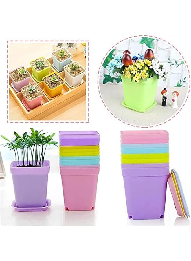 رينكس غوودر 30 قطعة م اوعية الاتات اللاستيكية الملوة، اوعية حضاة مرعة لاستيكية مع صحو، اوعية زور صغيرة للشتلات والزور العصارية لزراعة الاتات وديكور المزل والمكت والشرفة، ألوا متعددة - Image 2