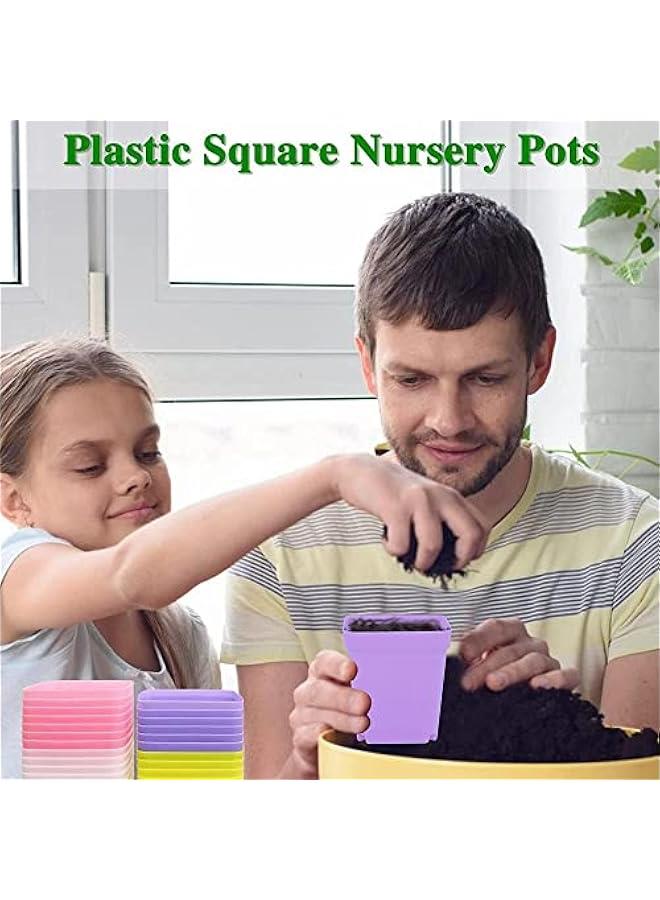 رينكس غوودر 30 قطعة م اوعية الاتات اللاستيكية الملوة، اوعية حضاة مرعة لاستيكية مع صحو، اوعية زور صغيرة للشتلات والزور العصارية لزراعة الاتات وديكور المزل والمكت والشرفة، ألوا متعددة - Image 5