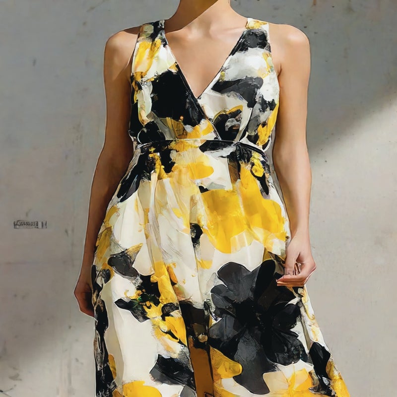 Women's Sleeveless V-Neck Bohemian Maxi Dress - Image 2