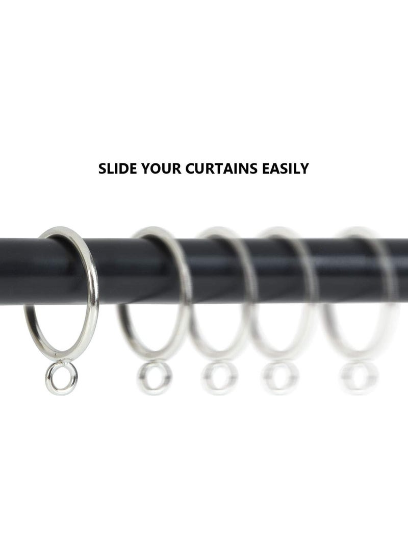 jaexest طقم 50 قطعة حلقات ستائر معدنية فضية 38 مم، حلقات تعليق ستائر ناعمة الانزلاق لقضبان الستائر حتى قطر 35 مم، إكسسوارات نوافذ متينة - Image 5
