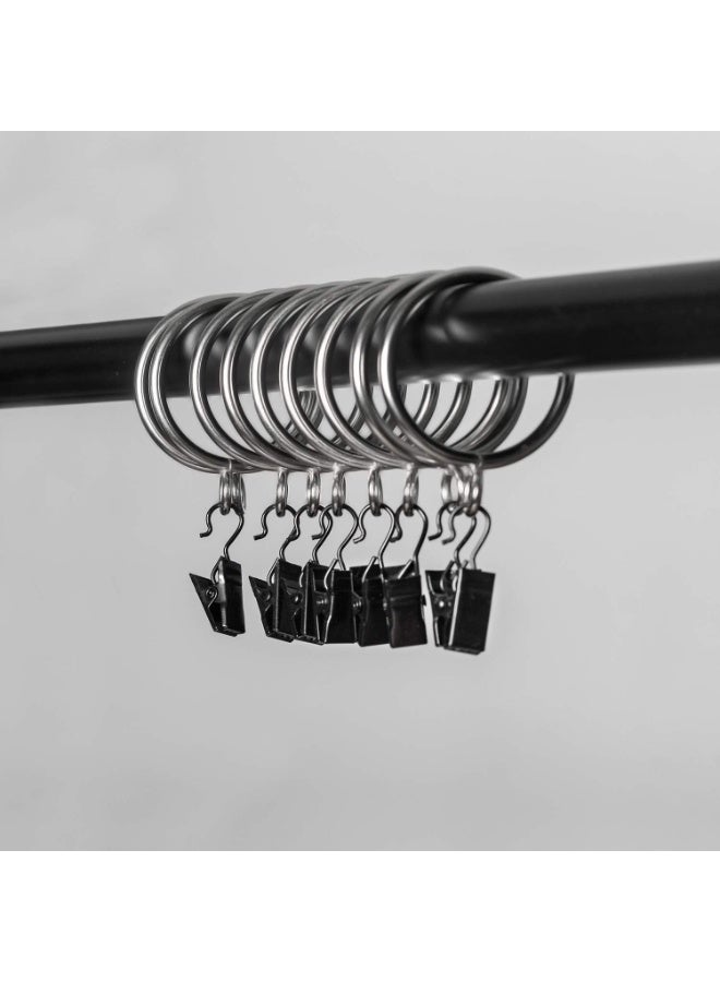 jaexest طقم 50 قطعة حلقات ستائر معدنية فضية 38 مم، حلقات تعليق ستائر ناعمة الانزلاق لقضبان الستائر حتى قطر 35 مم، إكسسوارات نوافذ متينة - Image 4