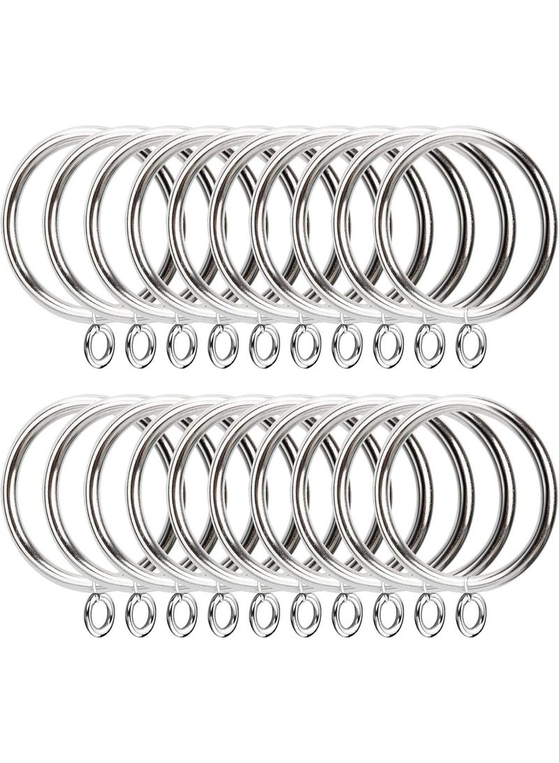 jaexest طقم 50 قطعة حلقات ستائر معدنية فضية 38 مم، حلقات تعليق ستائر ناعمة الانزلاق لقضبان الستائر حتى قطر 35 مم، إكسسوارات نوافذ متينة - Image 1