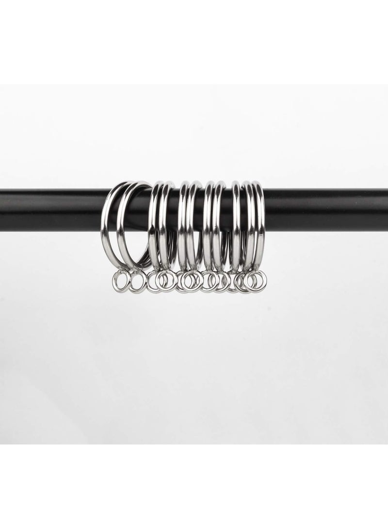 jaexest طقم 50 قطعة حلقات ستائر معدنية فضية 38 مم، حلقات تعليق ستائر ناعمة الانزلاق لقضبان الستائر حتى قطر 35 مم، إكسسوارات نوافذ متينة - Image 2