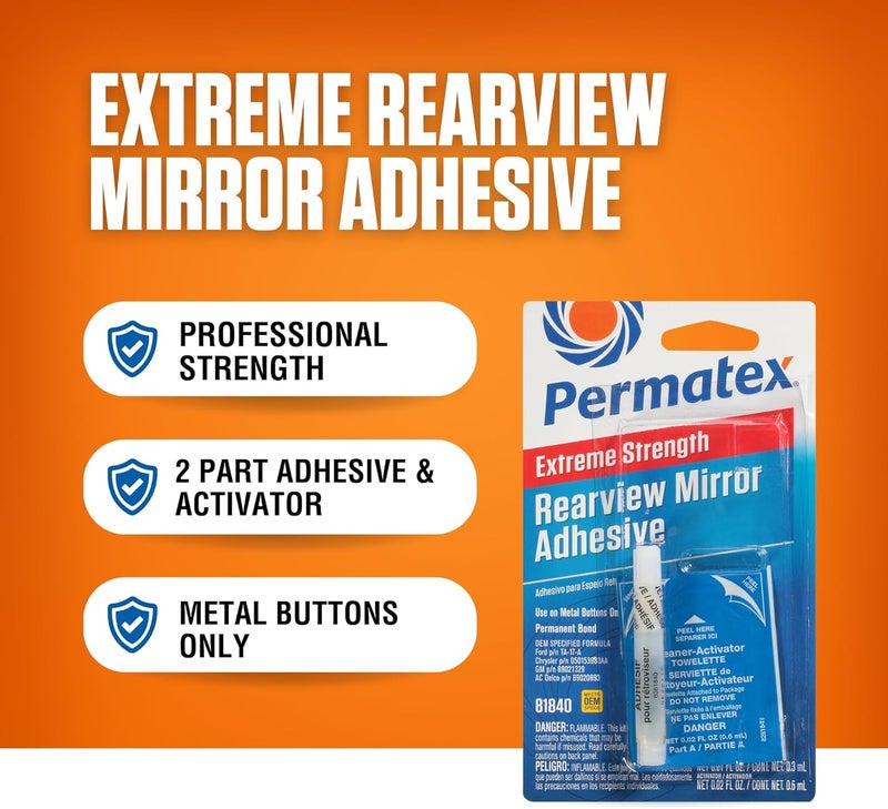 Permatex 81840 مجموعة لاصق مرآة الرؤية الخلفية بقوة احترافية، أبيض - Image 3
