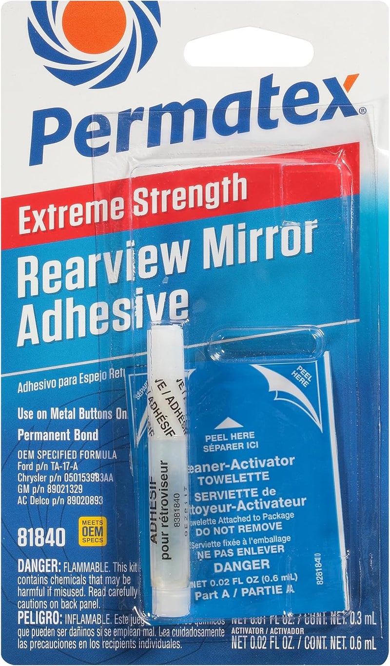 Permatex 81840 مجموعة لاصق مرآة الرؤية الخلفية بقوة احترافية، أبيض - Image 1