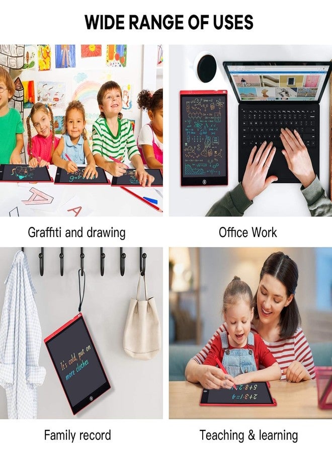 LCD Writing Tablet, 12 Inch Coloring Drawing Tablet Doodle Board Learning Toys, Erasable and Reusable Electronic Electronic e-Writing Sketch Pad, Event Birthday Gifts for Children 3 Age+ (Red) - Image 5