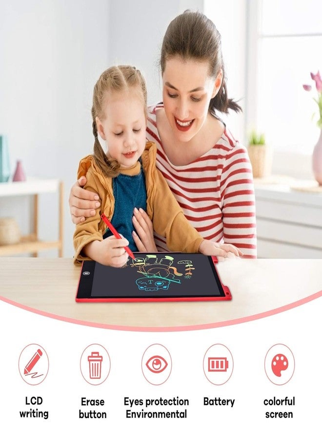 LCD Writing Tablet, 12 Inch Coloring Drawing Tablet Doodle Board Learning Toys, Erasable and Reusable Electronic Electronic e-Writing Sketch Pad, Event Birthday Gifts for Children 3 Age+ (Red) - Image 2