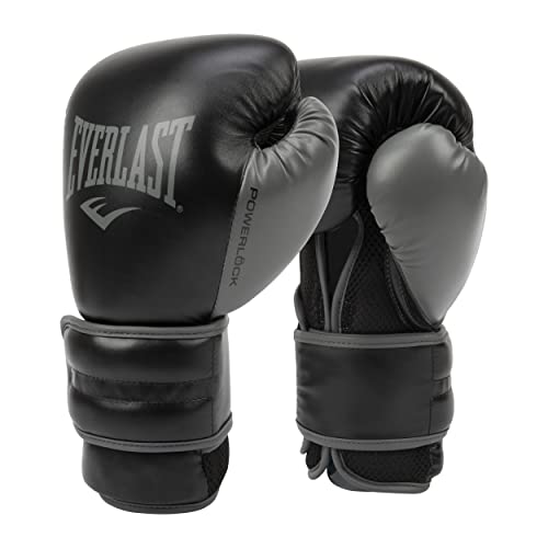 Everlast Powerlock 2 Hook Loop Boxing Gloves Fight Training Gloves Hook and Loop with Durable Hand Wrist Support Heavy Bag Fitness Training Black 16 oz - Image 1
