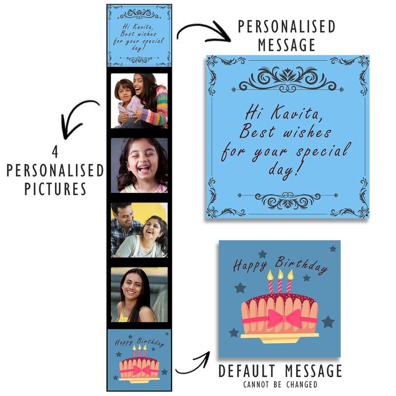 exciting Lives صندوق صور منبثق مخصص لعيد الميلاد - هدية لعيد الميلاد - ليوم الحب، الذكرى السنوية، للأصدقاء، الصديق، الصديقة، الأم، الزوج، الزوجة - 8 x 8 x 2.5 سم - Image 2