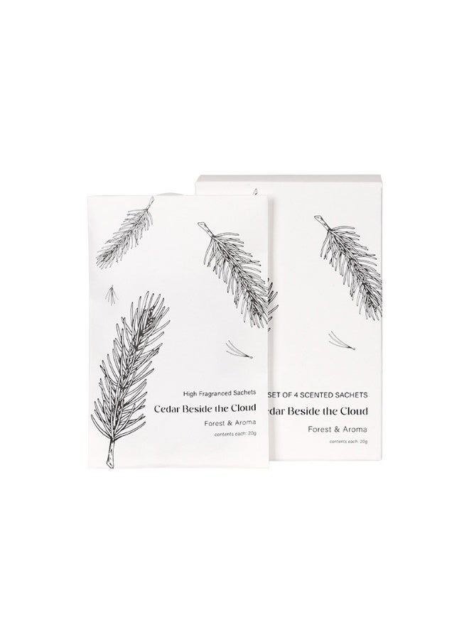 Super Cedar Scented Sachets 4 Pack, Cedar Beside the Cloud Long Lasting Cedarwood Fragrance Sachet Bags for Closet, Drawer, Wardrobe, Bathroom & Car, Natural Wood Aroma Home Fragrance Sachets