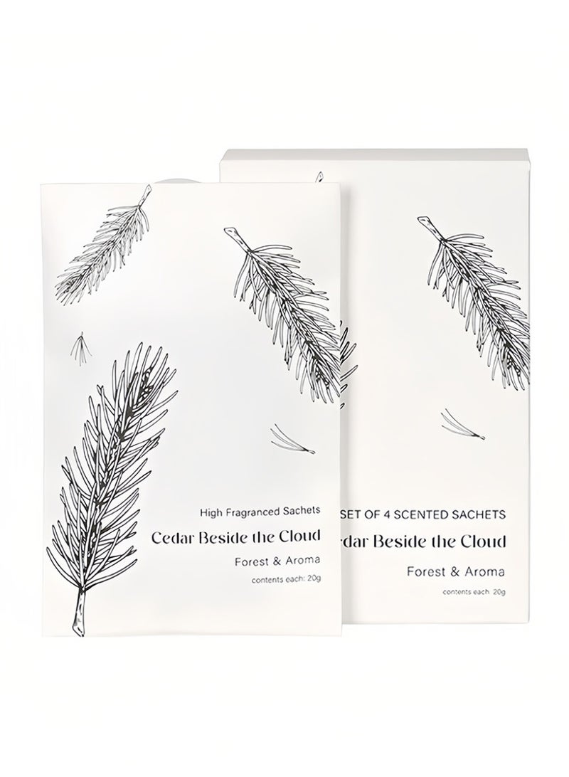 Aromancy Super Cedar Scented Sachets 4 Pack, Cedar Beside the Cloud Long Lasting Cedarwood Fragrance Sachet Bags for Closet, Drawer, Wardrobe, Bathroom & Car, Natural Wood Aroma Home Fragrance Sachets - Image 1