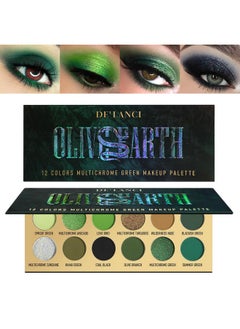 Multichrome Green Eyeshadow Palette12 Colors Glitter Olive Green Makeup Pallet Matte Shimmer Light Dark Emerald Green Brown Eye Shadow For Hazel Eyes Bright Sparkly Black Silver Shades - pzsku/ZCCAB7BA63FA9EA019B2CZ/45/_/1707975325/a422636d-7bf7-4371-831e-a3f63b0721e8