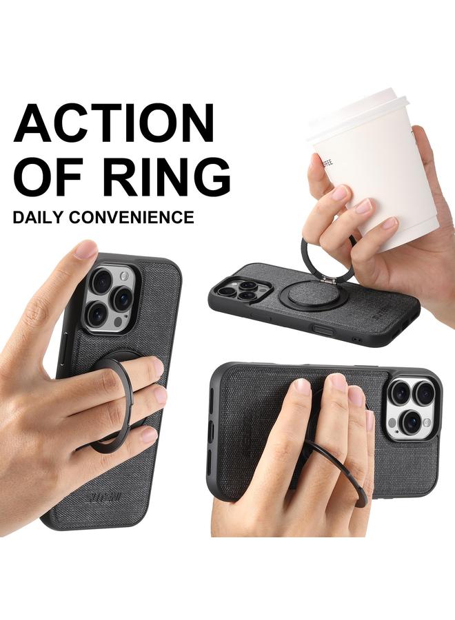 Suteni Case For iPhone 15 Pro Max G3 360 Rotation Holder MagSafe Denim Leather Back Phone Case - Image 3