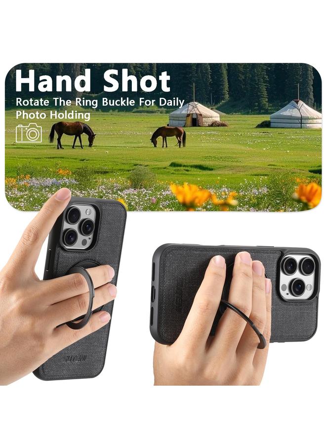 Suteni Case For iPhone 15 Pro Max G3 360 Rotation Holder MagSafe Denim Leather Back Phone Case - Image 5