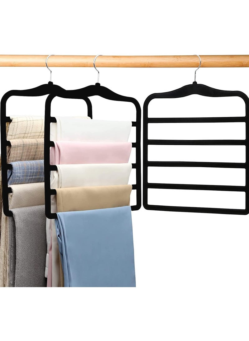 TYCOM - Non-Slip Velvet Pants Hangers - (6 Pack) Ultra Thin Space Saving 360 Degree Swivel Hook Pants Hangers Hold Up -to 10 Lbs - Pants 6pcs Black - Image 1